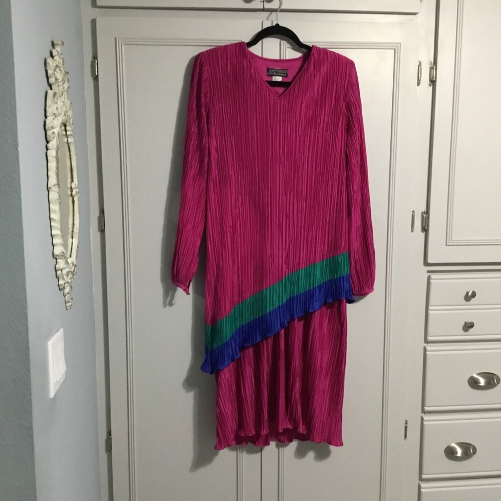 💜SALE💜 Vintage 80s Lisa Michaels Layered Midi Dress size 10